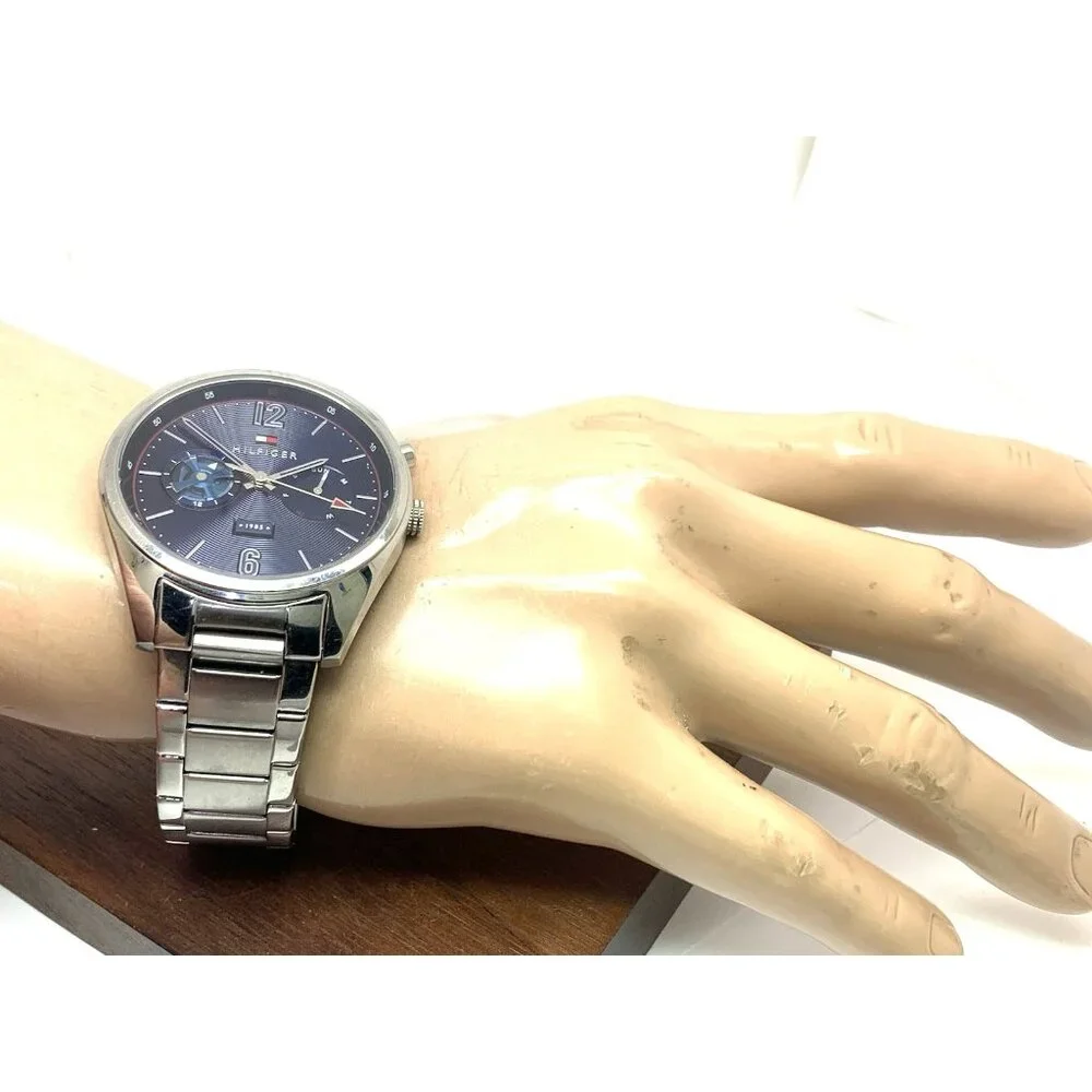 Tommy Hilfiger Men's Watch 1791551 Quartz Blue Dial Silver Stainless Steel 44mm